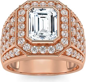 Pompeii3 3Ct Emerald Cut Diamond Mens Ring in White, Yellow or Rose Gold Lab Grown
