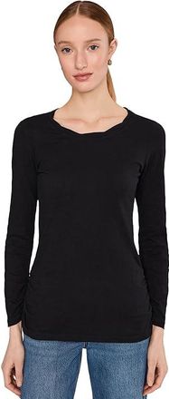 Mod-o-doc Long Sleeve Twisted Scoopneck T-Shirts Womens Clothing Black : LG (US 12-14), Cotton
