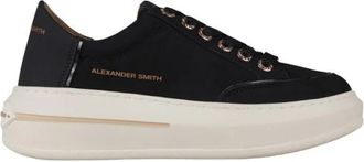 Alexander Smith Lancaster Donna in zwart su&egrave;de en hak in rubberen leer - Dames - Sneakers - Zwart - 40 EU - Leer - Schoenen