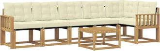 vidaXL Conjunto De Sof&aacute;s De Exterior 7 Uds. Blanco Y Crema Vidaxl