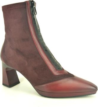 Hispanitas Stijlvolle Bordo Botje +Tiret +Tip - Dames - Laarzen met Hak - Bruin - 37 EU - Schoenen