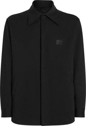 Dolce & Gabbana Zwarte Technische Stof Logo Shirt - Heren - Casual Overhemden - Zwart - XL - Katoen - Overhemden