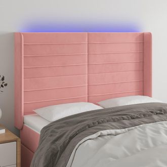 vidaXL Cabecero Con Led De Terciopelo Rosa 147x16x118/128 Cm Vidaxl