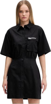 Karl Lagerfeld KLJ Ss Utility - Dames - Korte kleedjes - Zwart - L - Katoen - Kleedjes