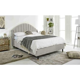 Casa Elysium Silver Plush Velvet Single Bed Frame