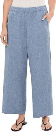 Eileen Fisher Organic Cotton Doubleweave Ankle Wide Pants Womens Clothing Haze : LG 27, Cotton/Elastane