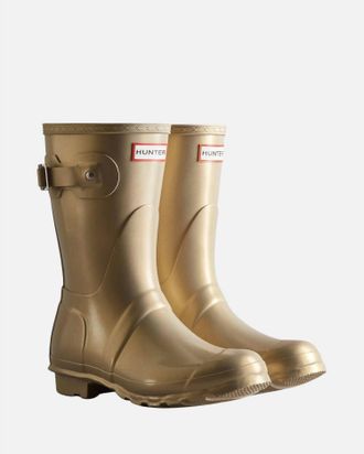 Hunter Womens Original Short Nebula Rain Boot In Pale Gold