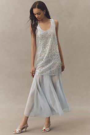 endless rose Sleeveless Sequin Chiffon Maxi Dress