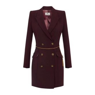 Elisabetta Franchi Double-Breasted Coats, female, Red, Size: L vestiti e tute poliestere