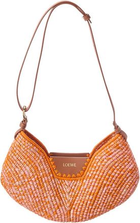 Loewe Swing Medium Raffia & Leather Swing Bag