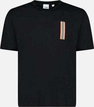 Burberry Mens Burberry Check Pocket T Shirt Black - Size: 36