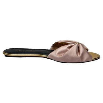 Oscar De La Renta Oscar De La Renta Bow Accent Slide Sandals in Pink Satin