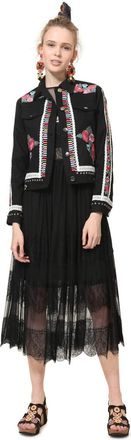 Desigual Black Floral Stripe Embroidery Arento Jacket 36-46 UK 8-18 RRP£129