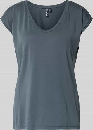 Pieces Relaxed Fit T-Shirt aus Modal-Mix Modell KAMALA in Rauchblau, Gr&ouml;&szlig;e XL
