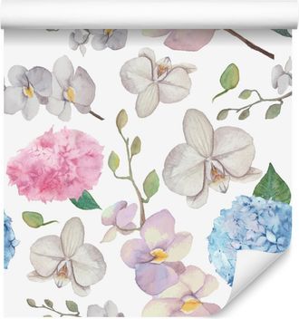 OEM Carta Da Parati Con Fiori E Orchidee, Ideale Per Soggiorno E Camera Da Letto, 50x1000 Cm