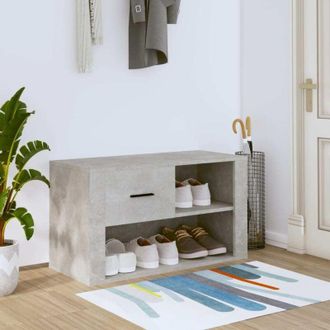vidaXL Vidaxl - Mueble Zapatero Madera Contrachapada Gris Hormig&oacute;n 80x35x45 Cm