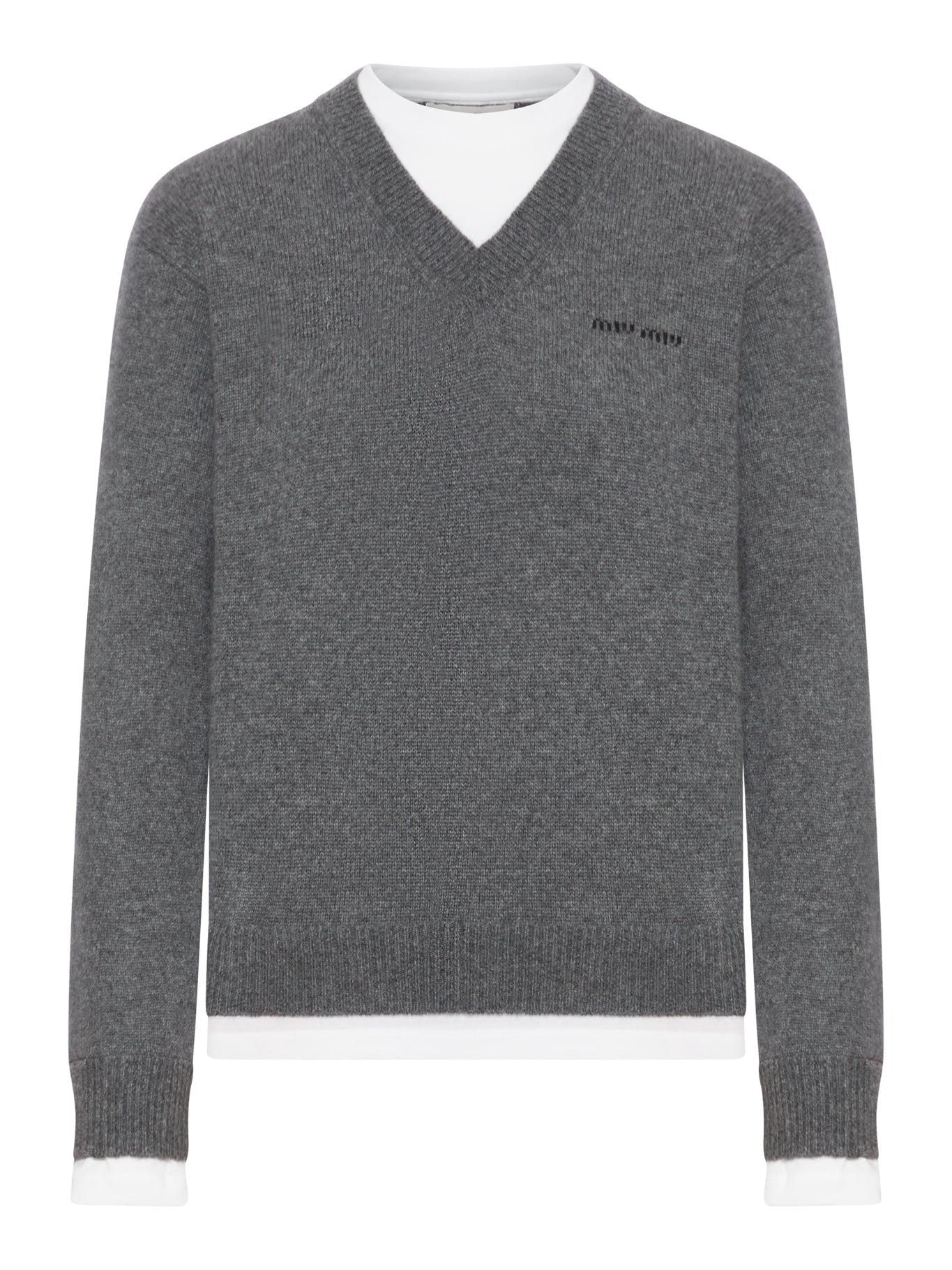 Tシャツ・カットソー MiuMiu | Merino wool crew-neck sweater Miu Miu: Women's Wool Crew-Neck Sweater (Navy) | DSML E-SHOP