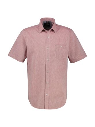 Lerros Kurzarmhemd LERROS, Herren, Gr. XL, N-Gr, rot (earth rot), Web, Obermaterial: 80% Baumwolle, 20% Leinen, unifarben, regular fit taillenbedeckt, Hemden
