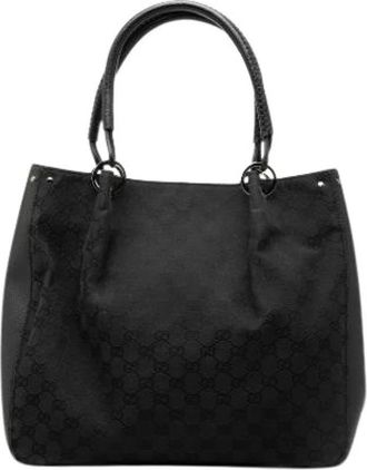 Gucci Pre-owned Vintage Canvas Tote - Dames - Vintage Handtas - Zwart - ONE Size - Leer - Vintage