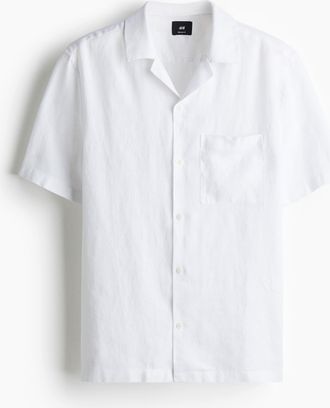 H&M Freizeithemd aus Leinen in Regular Fit - White