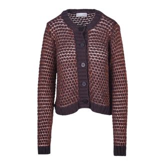 Roberto Collina Cardigans, female, Brown, Size: M Cardigan traforato con filo metallizzato