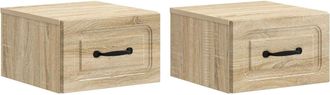 vidaXL Mesita De Noche De Pared 2 Uds. Roble Sonoma 34,5 X 33 X 20 Cm Vidaxl