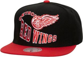 Mitchell & Ness Mens Nhl Vintage Detroit Red Wings Crooked Path Snapback Hat In Black