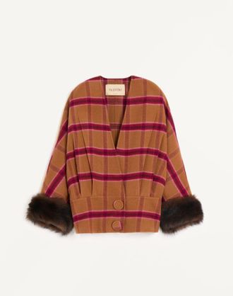 Valentino Peacoat in Macro Finestra with Shearling Wo