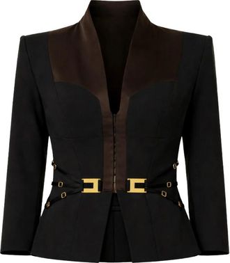 Elisabetta Franchi V-neck Buckle Blazer