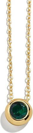 BaubleBar 18k Gold Plated Birthstone Pendant Necklace in Dark Green at Nordstrom