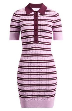 Good American Cable Stitch Polo Sweater Dress in Collegiate Stripe001 at Nordstrom Rack, Size X-Large