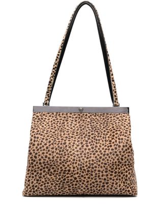 Versace Medusa leopard-print shoulder bag - Brown