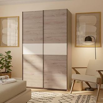 Dmora Armario 2 Puertas Maba, Ropero Dormitorio, 2 Estantes, Colgador, 2 Puertas, 120x204h Cm Roble Marr&oacute;n