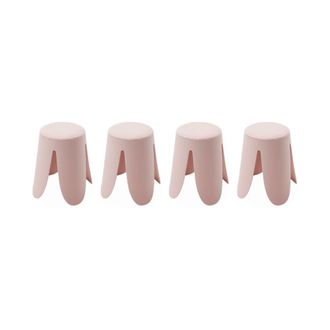Sweeek Taburetes apilable de borreguito texturizado, set de 4, rosa p&aacute;lido