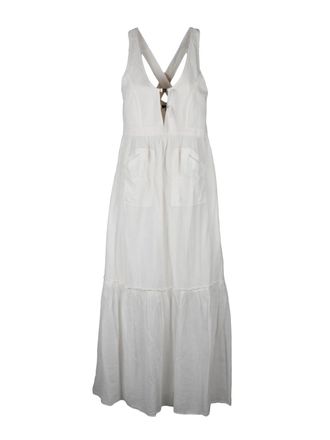Pinko White Lester Gauzed Long Dress