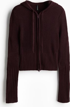 H&M Gerippte Hoodiejacke - Purple