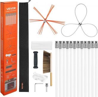 OEM Kit De Cepillo Limpieza De Chimenea, 2 Cabezales, 12 M Varilla Flexible De Nylon, Gafas, Bolsa, Deshollinador Durable Resistente Flexible A 90&deg; Para C