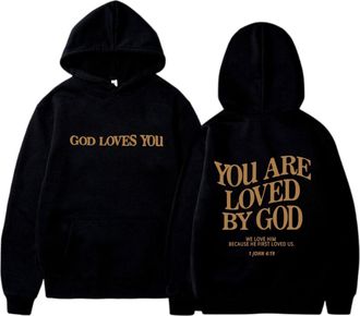 Generic Love Like Jesus Graphic Christian Hoodies for Women UK Casual Oversized Long Sleeve Lightweight Autumn Sweatshirts Pullover Y2k Girls Tops with Pocket