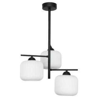 OEM L&aacute;mpara De Techo Colgante Cl&aacute;sica Negra Con Pantalla De Cristal Blanco 15-449 Pablo
