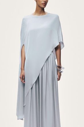Nocturne Draped Cape Blouse in Grey at Nordstrom, Size Medium/large