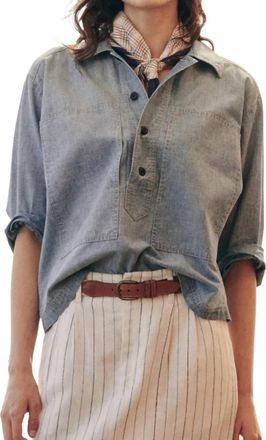 The Great. Railway Collared Shirt In Blue