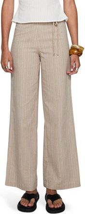 Princess Polly Rush Hours Tie Waist Flare Pants in Beige at Nordstrom, Size 10