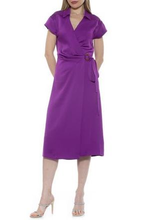 Alexia Admor Paris Surplice Wrap Midi Dress in Magenta at Nordstrom Rack, Size 10