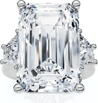 Pompeii3 Certified 11.90Ct Emerald Diamond Engagement Ring 14k Gold Lab Grown