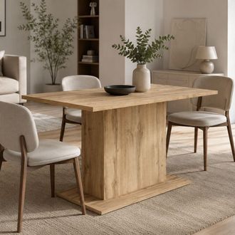 Dmora Mesa Fija Literari, 6 Plazas, Forma Rectangular, Tono Roble Oscuro, 138x80x74h Cm Marr&oacute;n Roble Oscuro