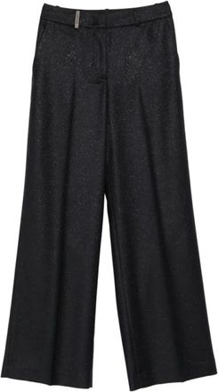 PESERICO Broeken, Dames, Zwart, S, Wol, Glinsterende Wijde Broek