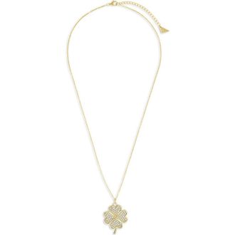 Sterling Forever Pav Cubic Zirconia Shamrock Pendant Necklace in Gold at Nordstrom