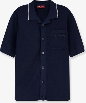 Gucci Polo in misto viscosa con ricamo Morsetto frontale - GUCCI - gender_Man