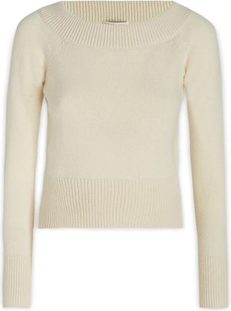 Alexander McQueen Rondgebreide bovenkleding - Dames - Ronde hals truien - Beige - M - Wol - Truien & Vesten