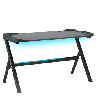 Beliani Beliani - Escritorio Para Jugadores Patas De Metal Mdf Negro Rectangular Altura Ajustable 120 X 60 Cm Con Luces Rgb Oficina En Casa Dise&ntilde;o Moderno Dan